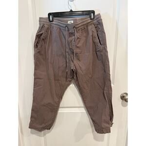 LL Bean Women’s Sz L Brown Drawstring Stretch Cotton Comfort Waist Cropped Pants